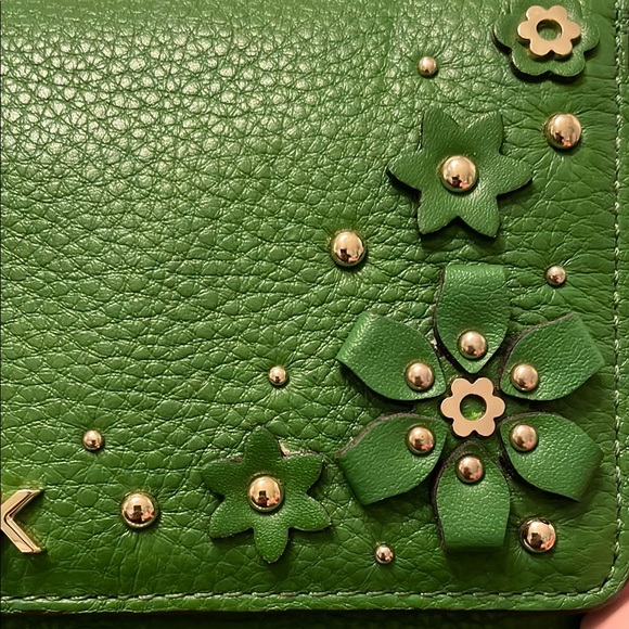 Michael Kors Green Textured Leather Crossbody Bag - Picture 10 of 13